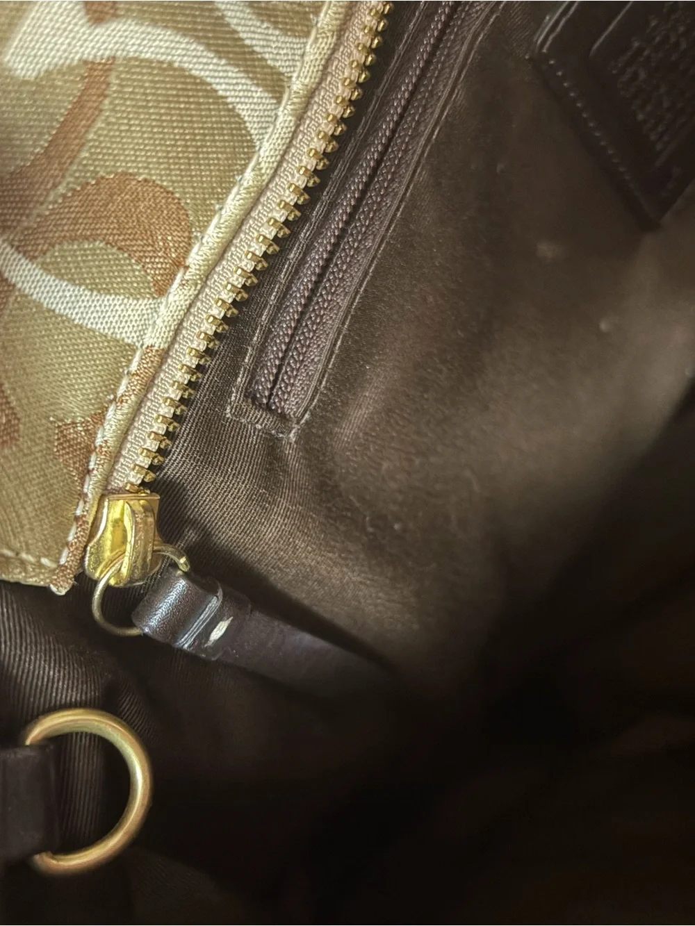 Coach Metallic Patchwork Tote in Taupe and Brown GOLD TONE ABSOLUTELY STUNNING!
